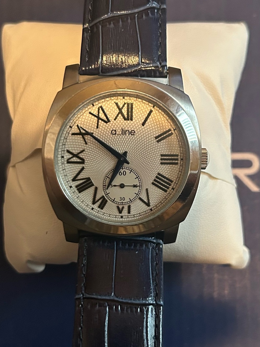 Men's Blue Leather Strap Watch with Silver Case
